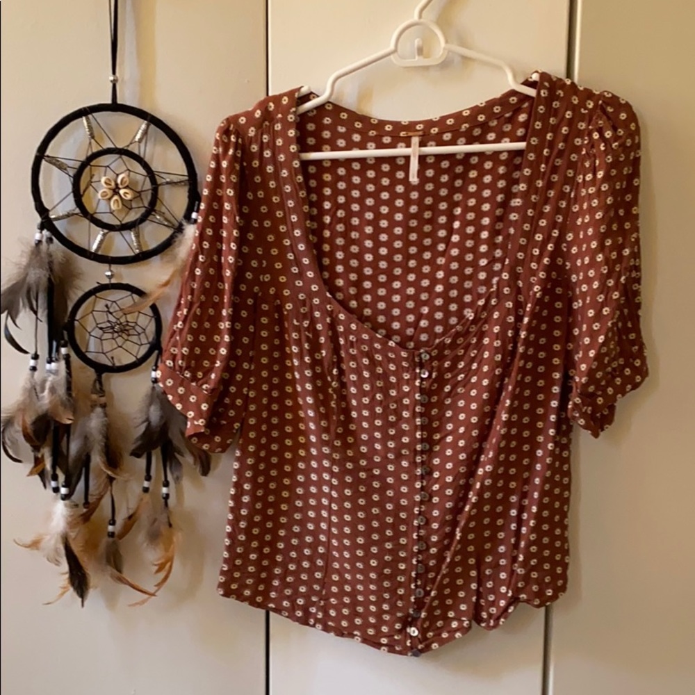 Burnt Orange Floral Free People Top